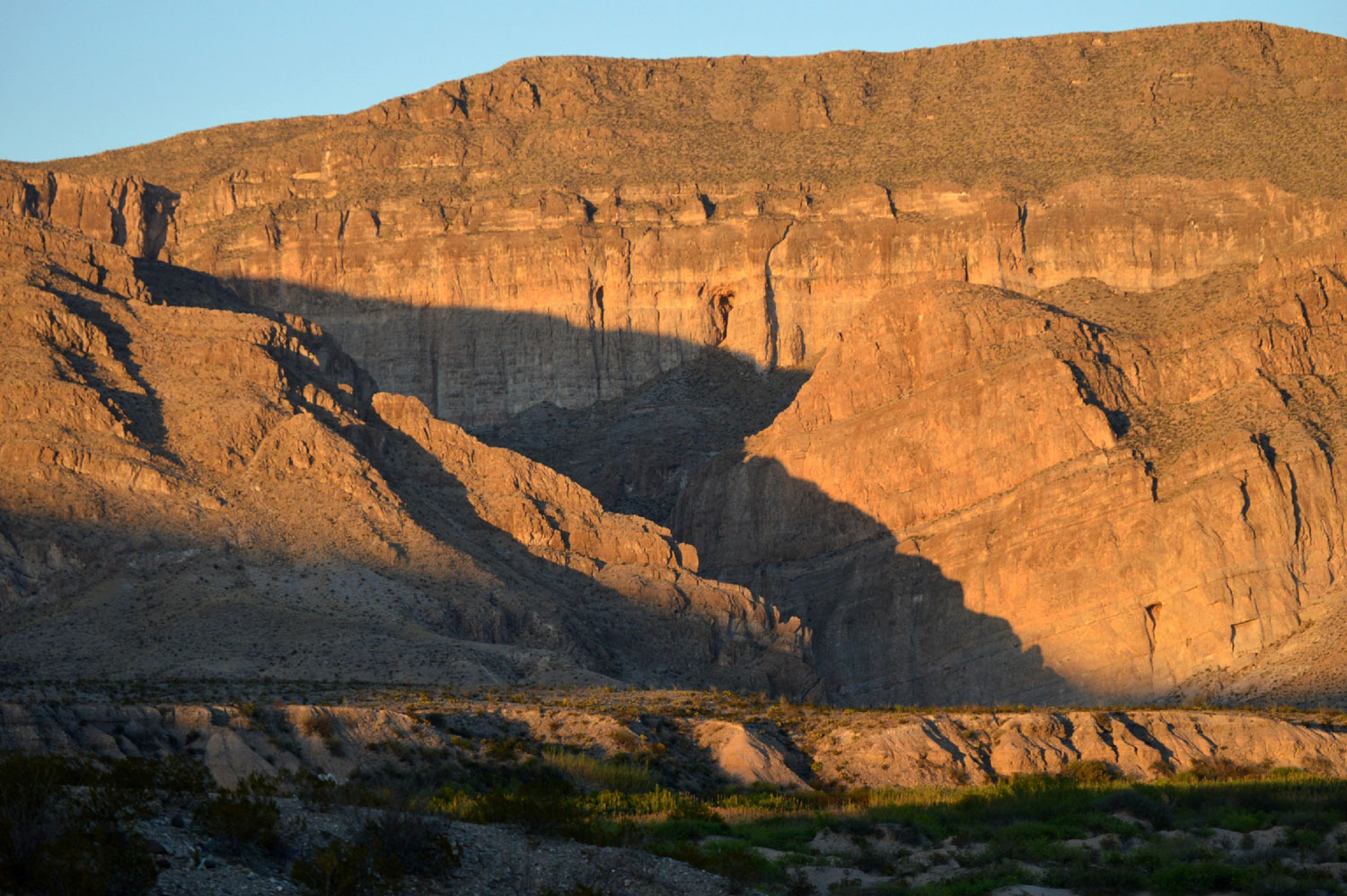 Cliffs at sunrise along the Rio Grande River near Boquillas, Mexico.